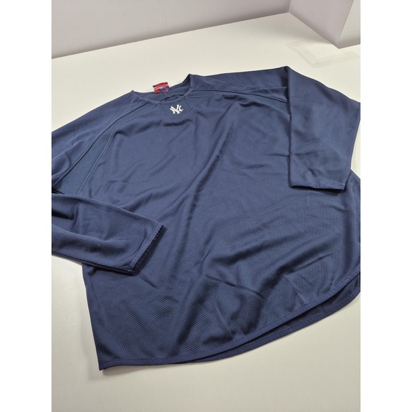 New York Yankees Sweater Mens XL Navy MLB Baseball Pullover Majestic Therma Base - Picture 2 of 13